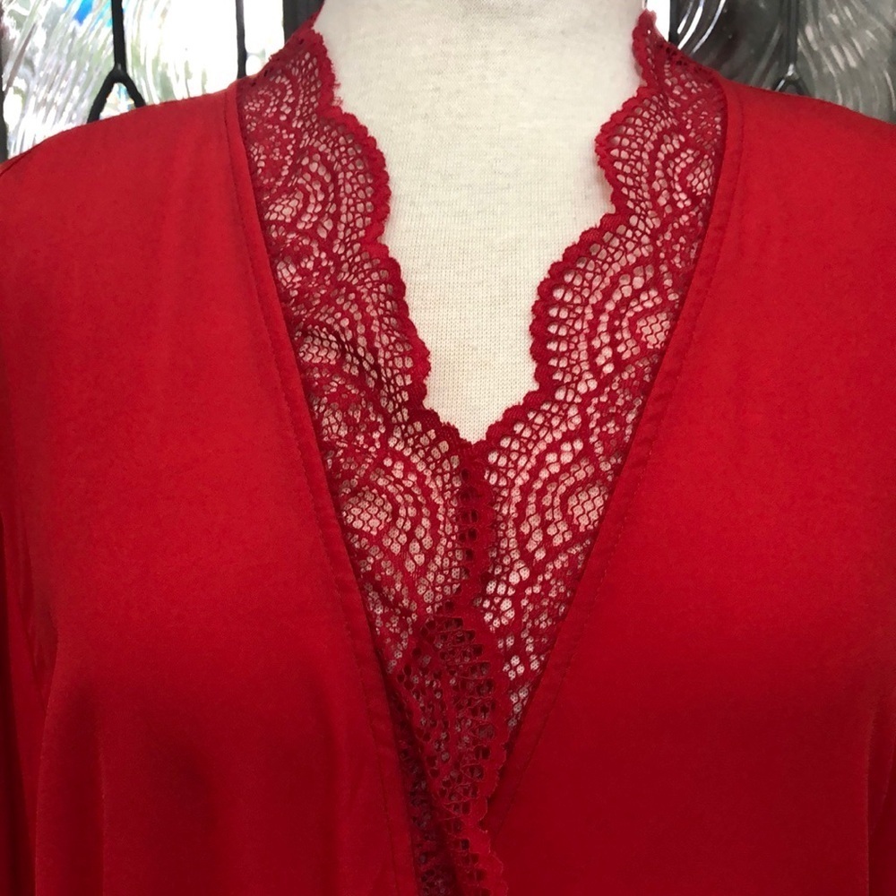 I.N.C. Intimates Red Lace Trim Robe - Picture 2 of 11